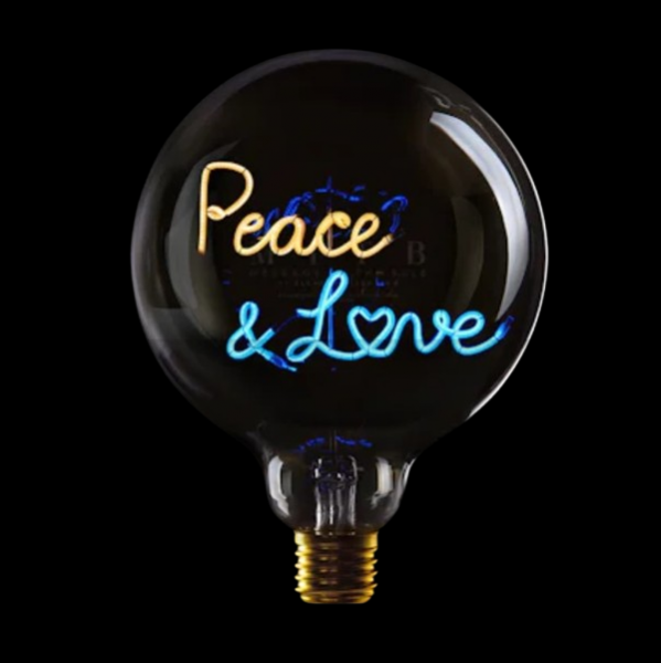 LED Globebirne PEACE &amp; LOVE G125 E27 2,5W 2200K dimmbar